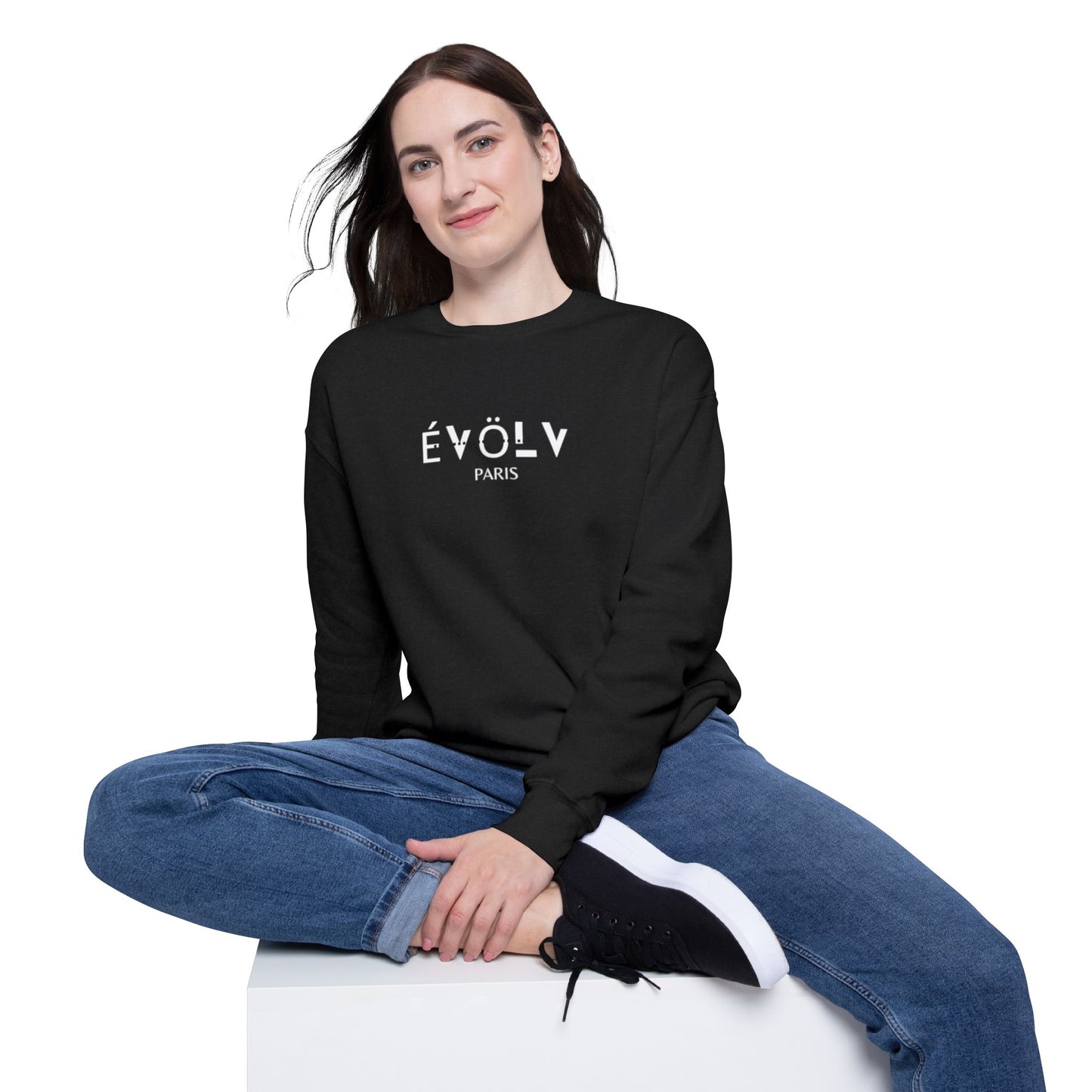 Shades of Évölv Unisex Drop Shoulder Sweatshirt (wht)